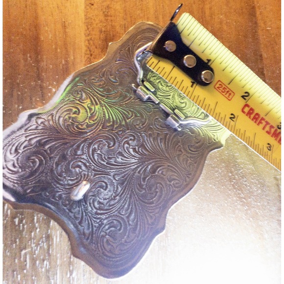 Western Silver Tone Cross Belt Buckle 3.5" X 3" - Picture 5 of 7